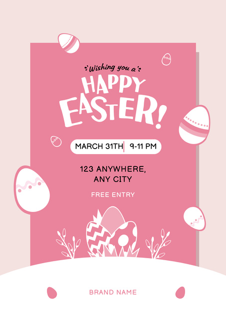 Traditional Dyed Easter Eggs on Pink Poster Design Template