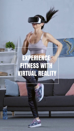 Designvorlage Woman Doing Sport with Virtual Reality Glasses für TikTok Video