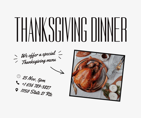 Platilla de diseño Thanksgiving Festive Dinner Facebook