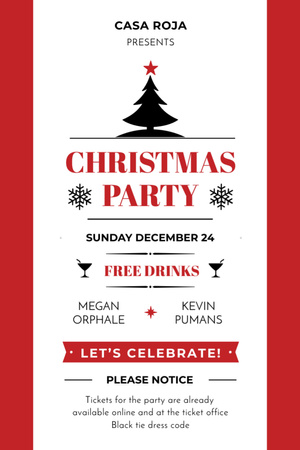 Christmas Party Invitation with Deer and Tree Flyer 4x6in Design Template