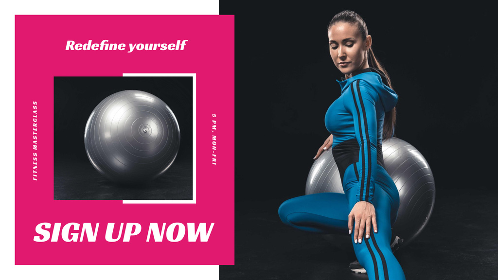Workout Offer with Woman and Fitness Ball FB event cover Tasarım Şablonu