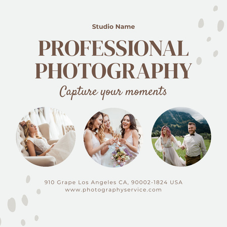 Ontwerpsjabloon van Instagram van Huwelijksfotografiediensten met collage