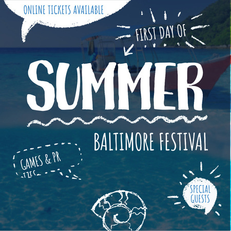 Summer Baltimore Festival invitation Instagram AD Šablona návrhu