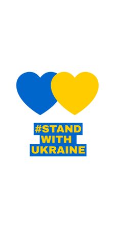 Hearts in Ukrainian Flag Colors and Phrase Stand with Ukraine Graphic Design Template