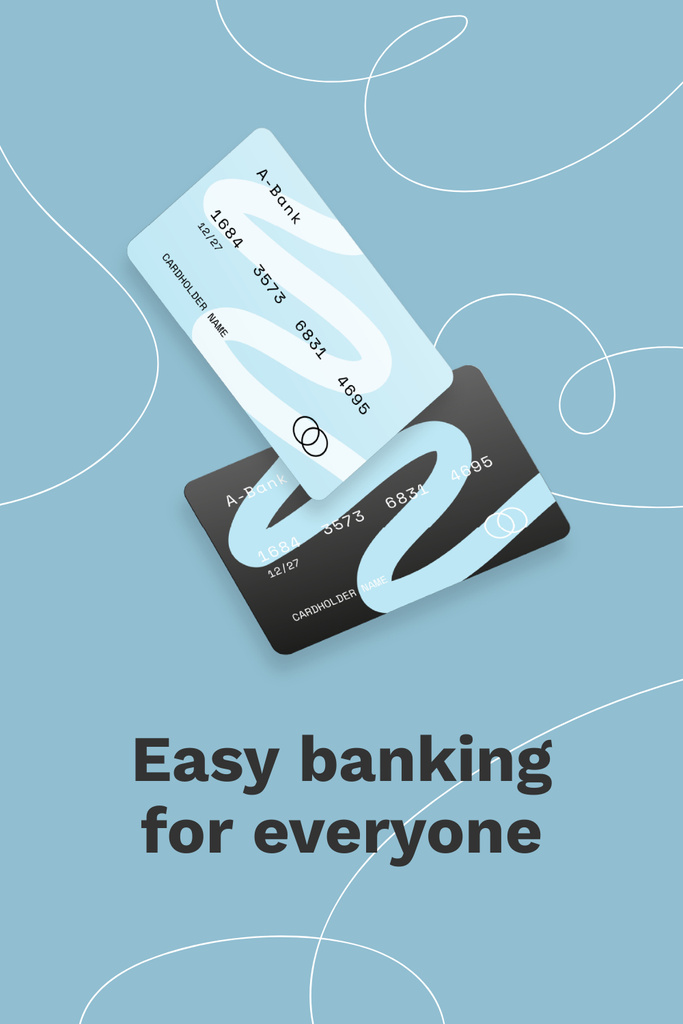 Banking Services ad with Credit Cards Pinterestデザインテンプレート