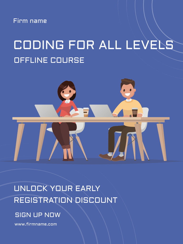 All Levels Programming Courses Ad With Discounts Poster US Tasarım Şablonu