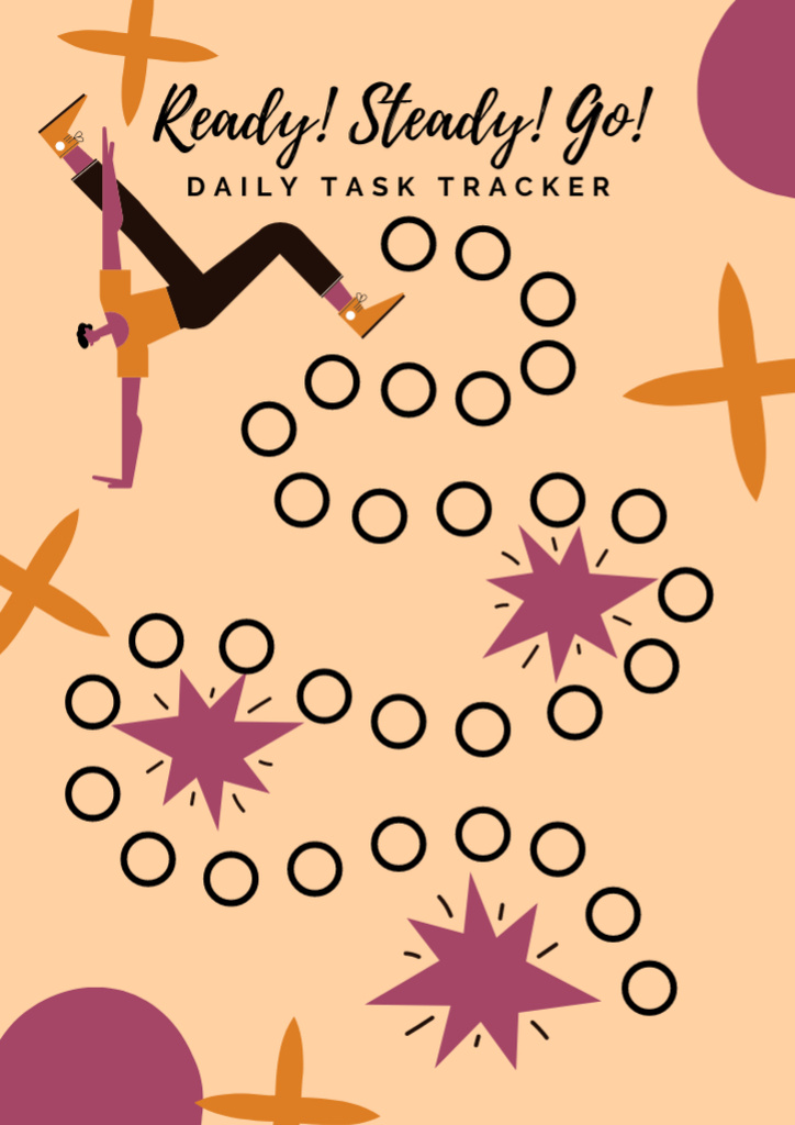 Daily Task Tracker with Break Dancer Schedule Planner Design Template