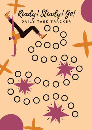 Plantilla de diseño de Rastreador de tareas diarias para jóvenes con Break Dancer Schedule Planner 