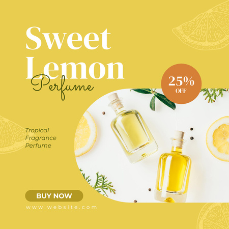 Designvorlage Sweet Lemon Perfume Sale Ad with Bottles of Aroma für Instagram