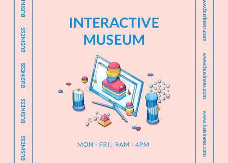Virtual Museum Tour Announcement Postcard 5x7in Design Template