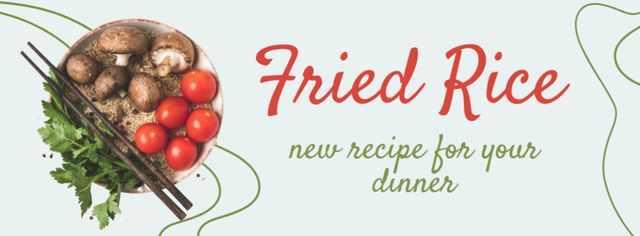 New Recipe Announcement Fried Rice Facebook cover Design Template