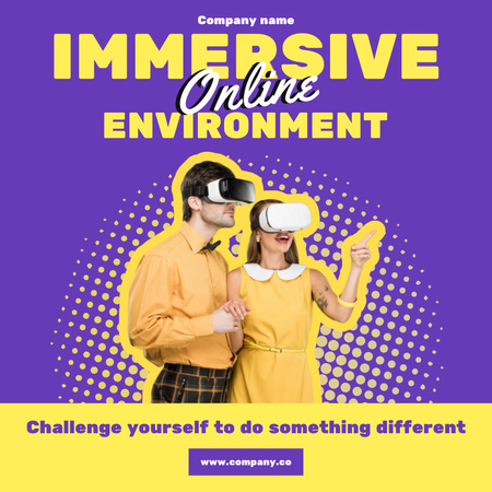 Designvorlage Couple in VR Glasses for Immersive Augmented Reality Offer für Instagram