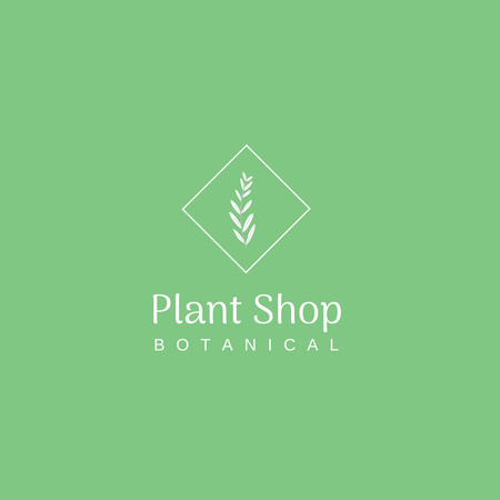 Emblem of Plant Shop on Green Logo 1080x1080px – шаблон для дизайну