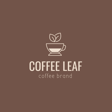 Coffee Shop Ad with Cup and Leaves Logo Design Template