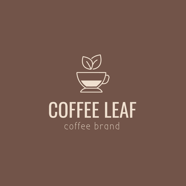 Coffee Shop Ad with Cup and Leaves Logo Πρότυπο σχεδίασης