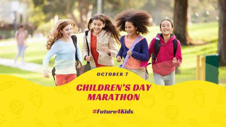 Ontwerpsjabloon van FB event cover van Children's Day Marathon Announcement