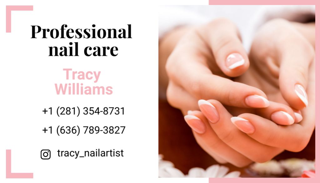 Nail Artist Services Business Card US Design Template