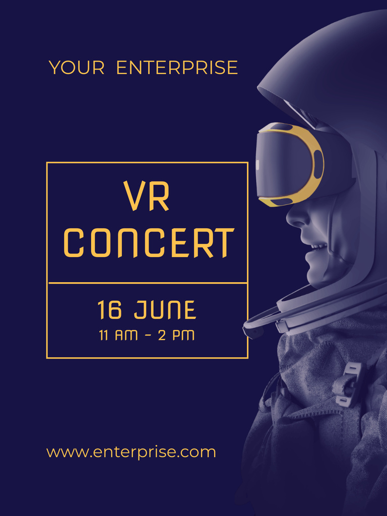 Designvorlage Astronaut in VR Glasses for Futuristic Concert Ad für Poster US