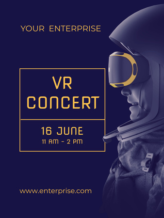 Astronaut in VR Glasses for Futuristic Concert Ad Poster US Design Template