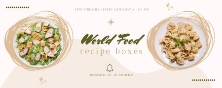 World Food Recipes Boxes Twitch Profile Banner Design Template