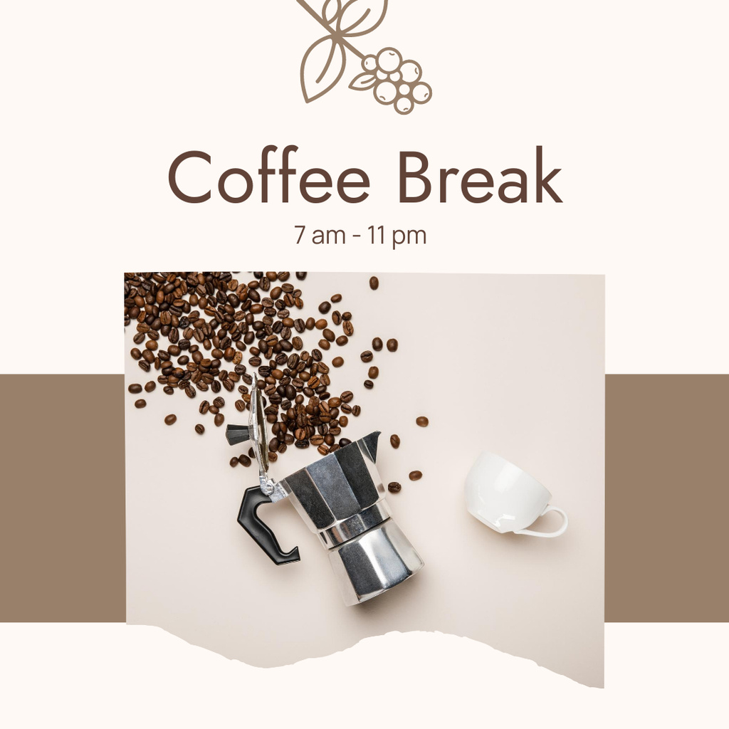 Modèle de visuel Cafe Ad with Coffee Maker - Instagram