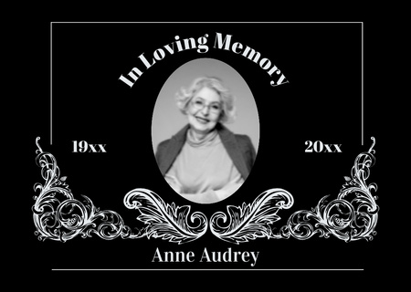 In loving Memory Phrase with Photo Card Design Template