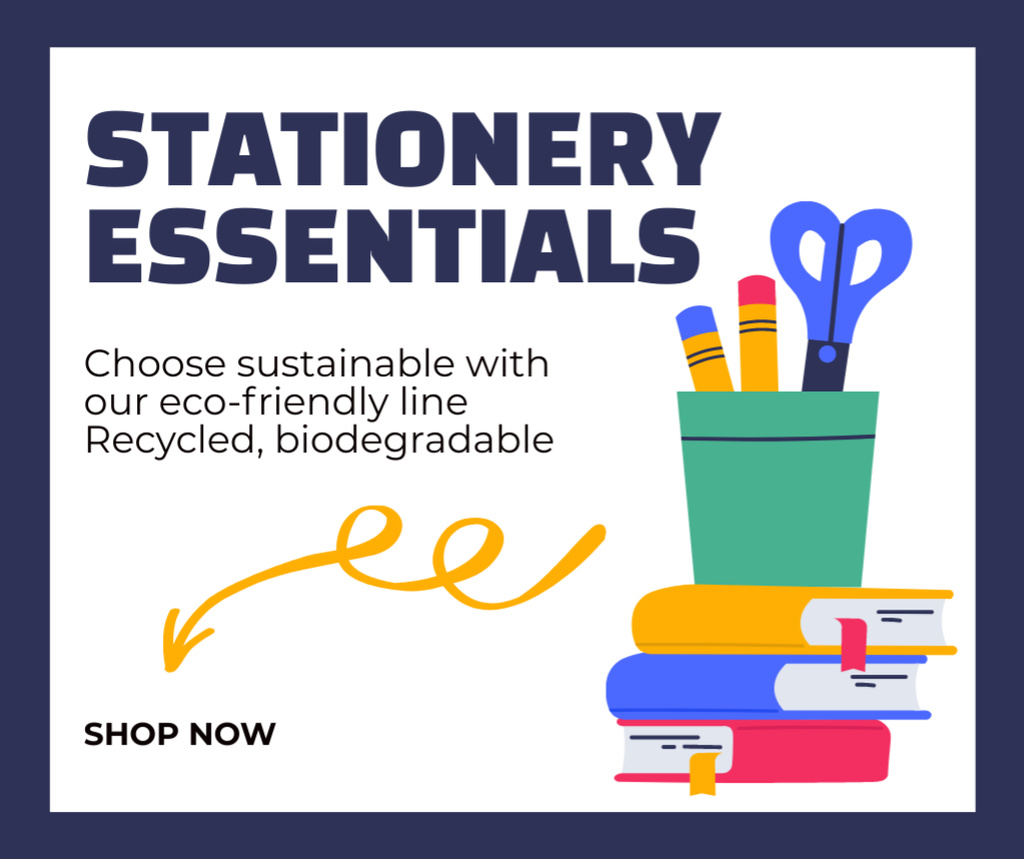 Eco-Friendly Stationery Sale Announcement Facebook Modelo de Design