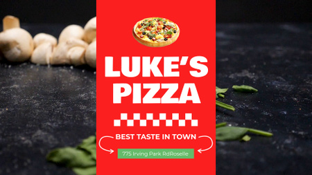 Plantilla de diseño de Pizza salada con tomates y champiñones en pizzería Full HD video 