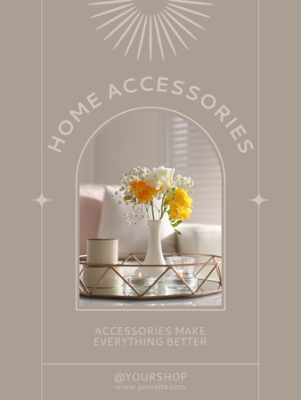 Plantilla de diseño de Accesorios para el hogar para decoración en gris. Poster US 