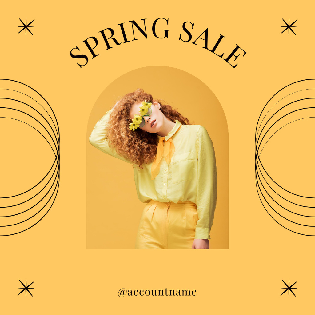 Yellow Female Clothing Spring Sale  Instagram Design Template