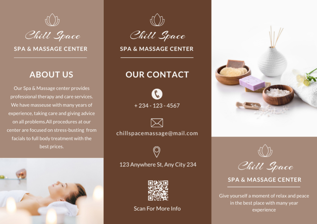 Spa Services Offer with Beautiful Women Brochureデザインテンプレート