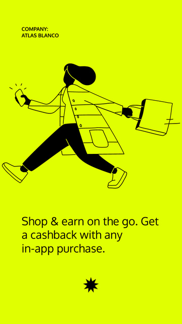 Cashback Services ad with Woman holding Phone Instagram Story Šablona návrhu