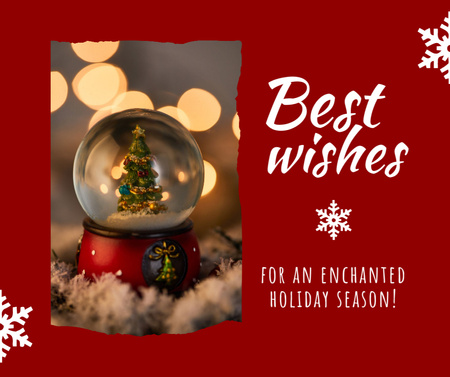 Platilla de diseño Christmas Greeting with Cute Tree in Glass Ball Facebook
