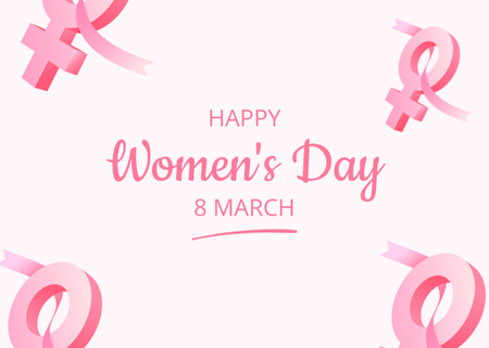 Women's Day Greeting with Pink Female Sign Postcard 5x7in Design Template
