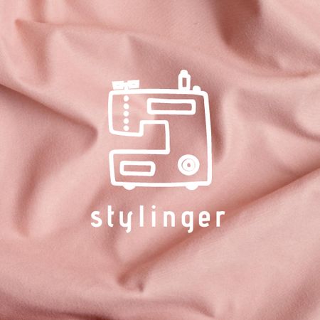 Platilla de diseño Clothes Ad with Sewing Machine Illustration Logo