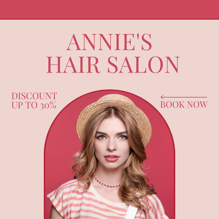 Discount In Hair Beauty Salon With Booking Service Instagram Design Template