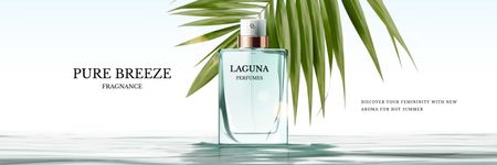 Perfume Offer with Green leaves Twitter Modelo de Design
