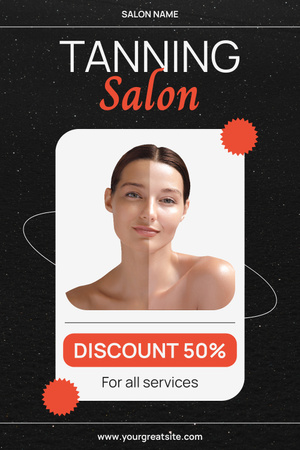 Discount on Services at Premium Tanning Salon Pinterest Design Template