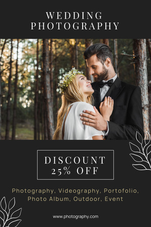 Photography Studio Offer with Beautiful Couple Pinterest Design Template