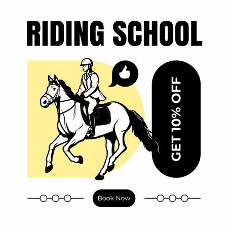 Discount on Training Course at Horse Riding School Instagram AD Design Template