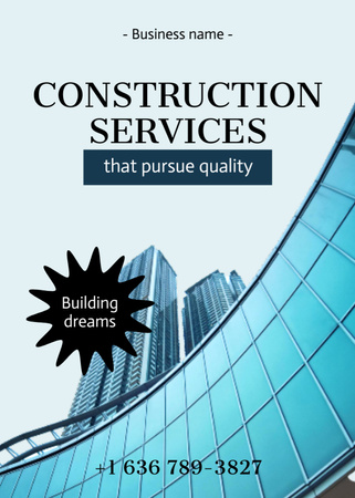 Construction Services Ad with Skyscrapers Flayer Design Template