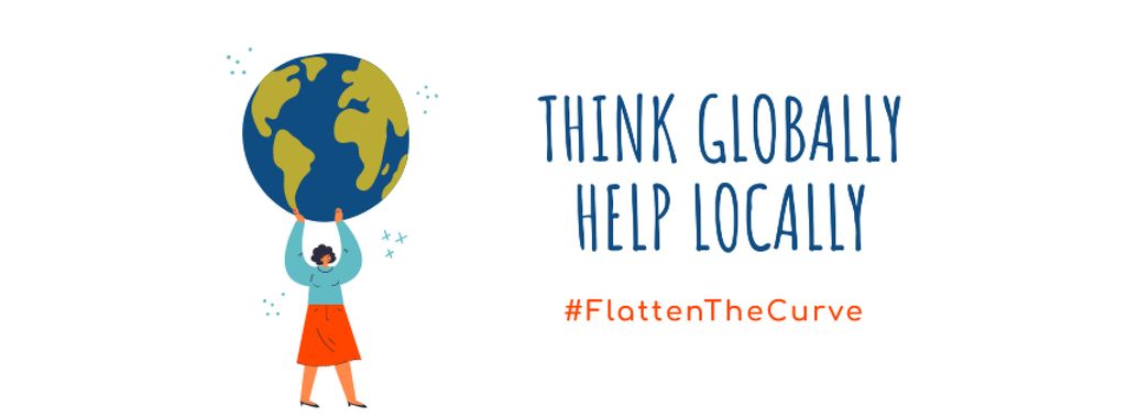 #FlattenTheCurve Eco Concept with Girl holding Planet Facebook coverデザインテンプレート