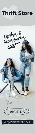 Black women in jeans thrift store Skyscraper Šablona návrhu