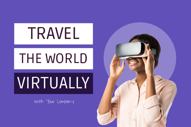 VR Glasses For Travelling In Digital World Postcard 4x6in Design Template