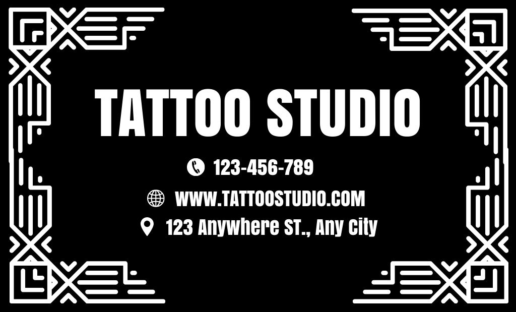 Designvorlage Amazing Tattoo Studio Services With Native American Folk Design für Business Card 91x55mm