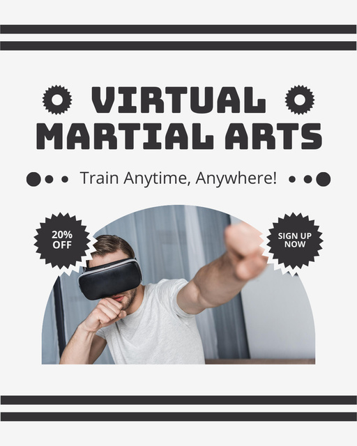 Virtual Martial Arts Classes Ad Instagram Post Vertical Tasarım Şablonu