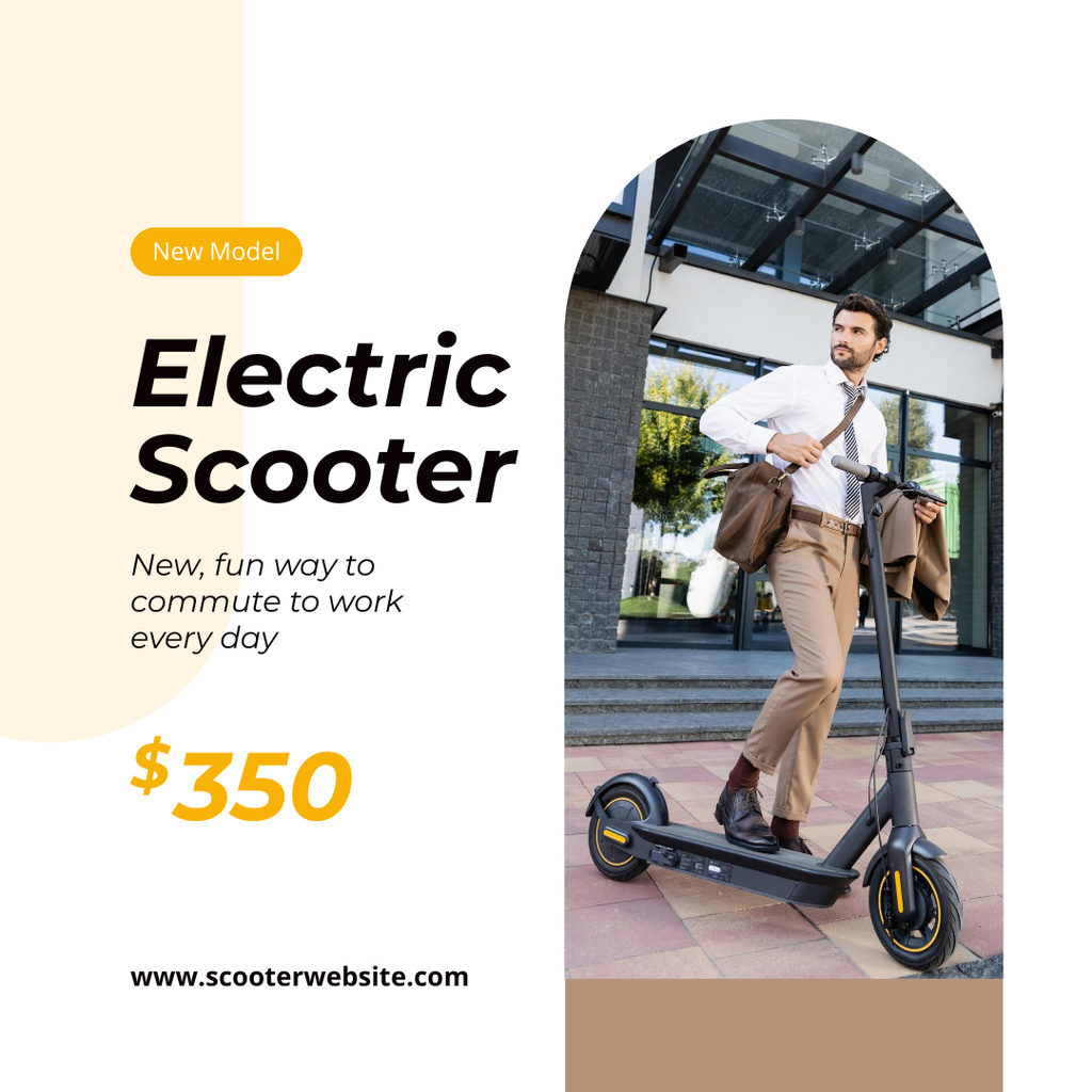 Ontwerpsjabloon van Instagram van Electric Scooter Promotion with Handsome Man