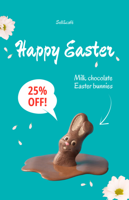Easter Discounts Ad with Chocolate Bunny Flyer 5.5x8.5in Design Template