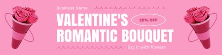 Template di design Mazzi romantici di rose per San Valentino con sconti Twitter