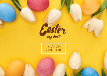 Easter Holiday Celebration Announcement Flyer A5 Horizontal Design Template